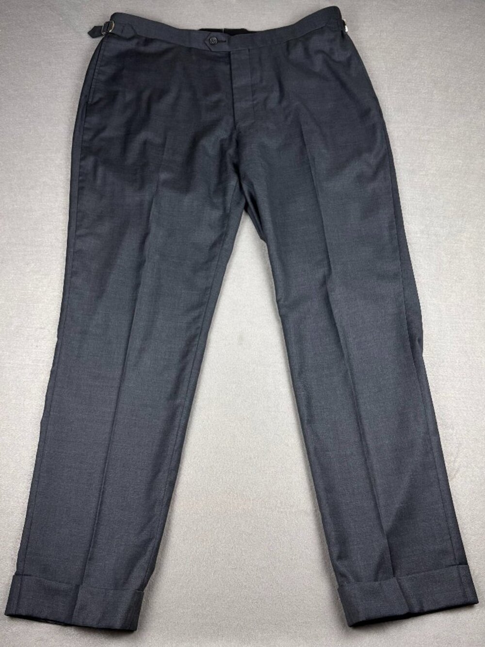 Proper Cloth Dino Filarte Grey Melange Wool Twill Pants 38x32 Side Adjusters